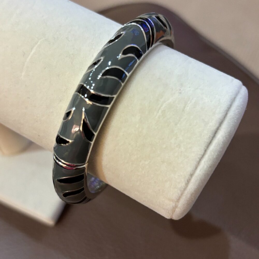 Silver-tone hinged bangle bracelet